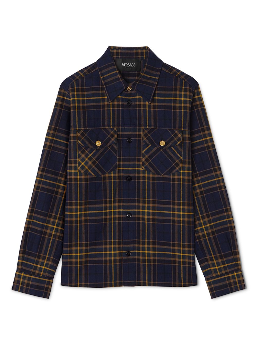 Versace Kids tartan-check shirt - Blue