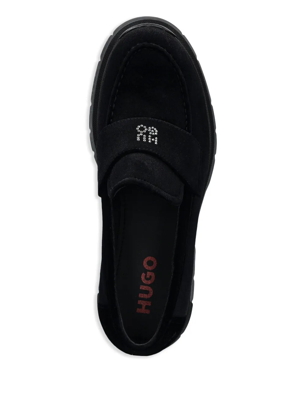 HUGO stacked-logo loafers Black