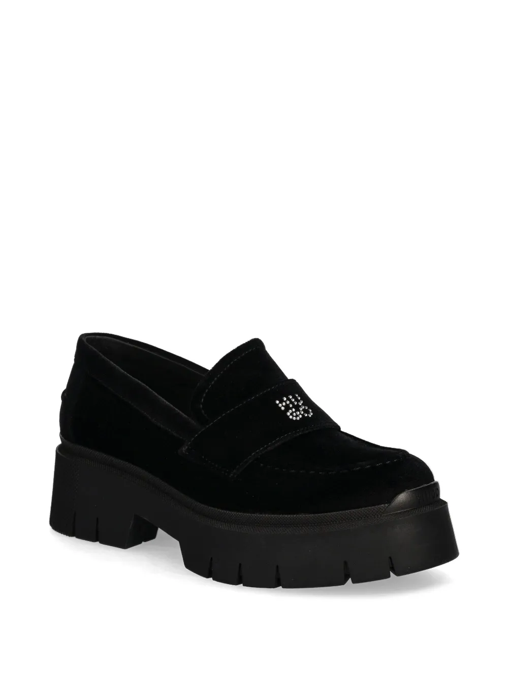 HUGO stacked-logo loafers Black