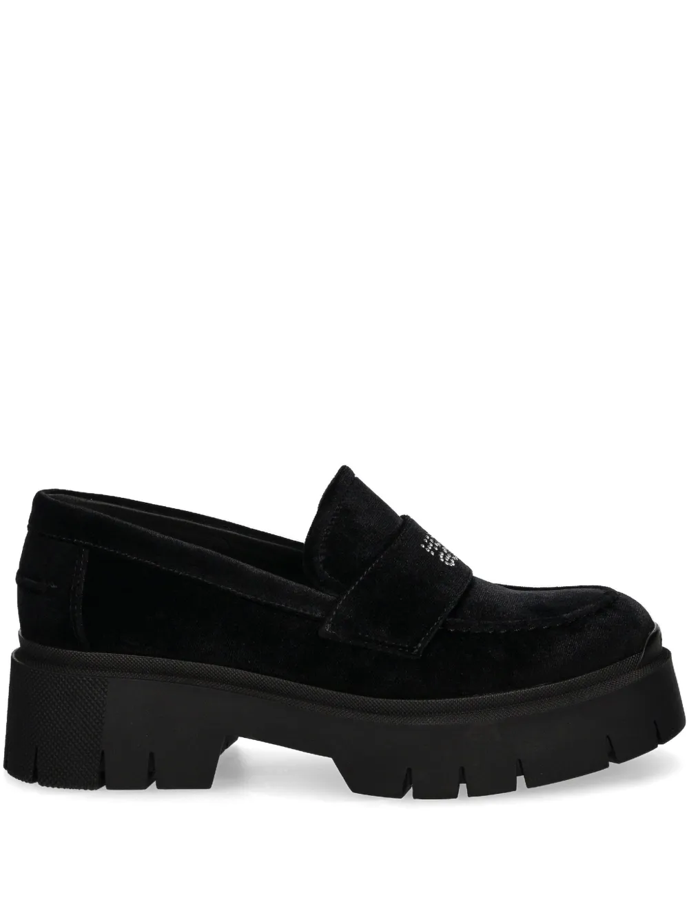 HUGO stacked-logo loafers Black