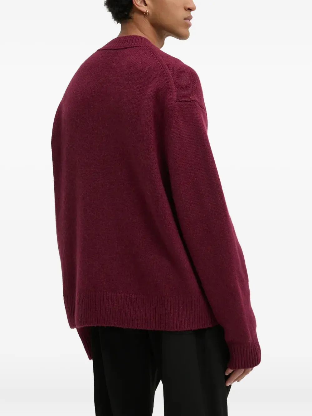 HUGO Trui met borduurwerk en ronde hals Rood