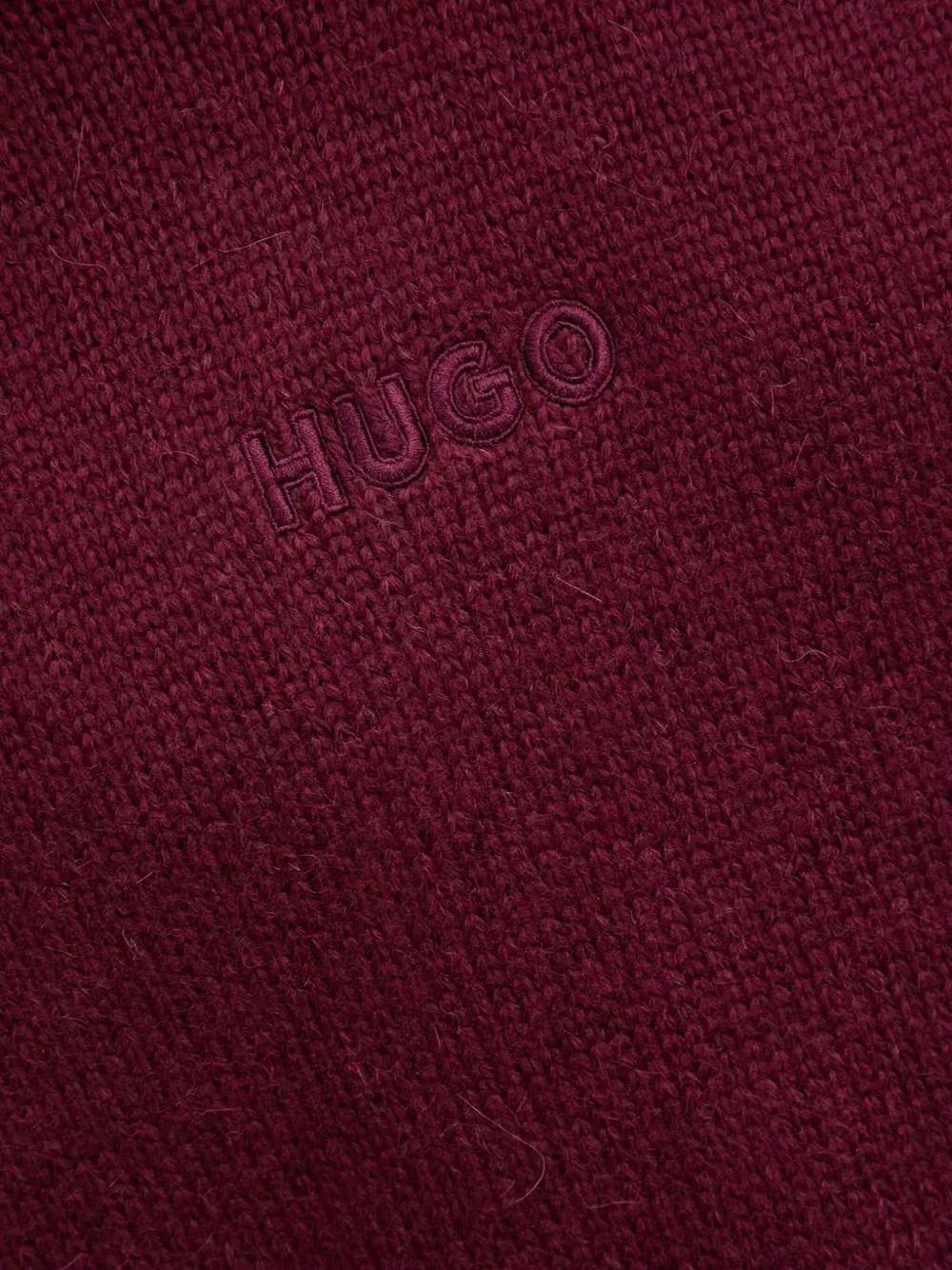 HUGO Trui met borduurwerk en ronde hals Rood