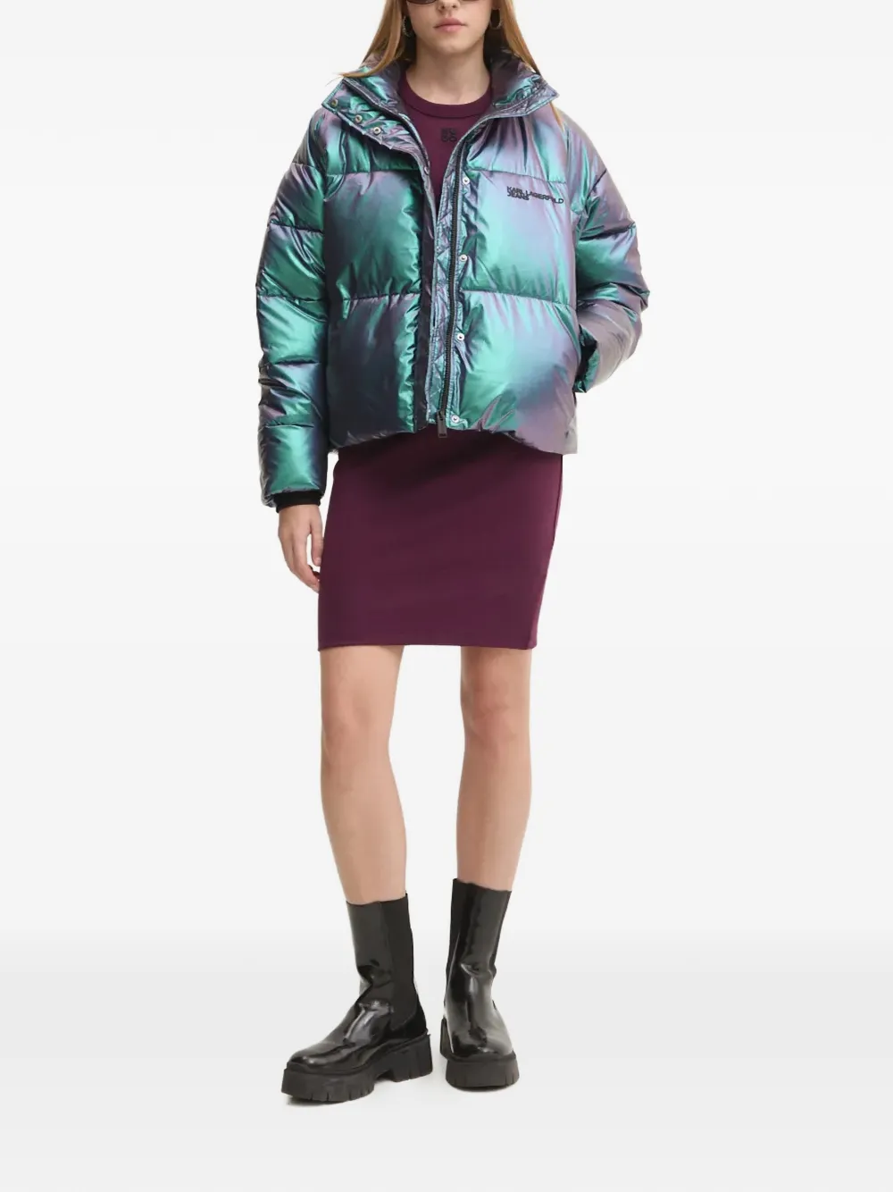 HUGO Nemalia long-sleeve embellished mini dress - Paars