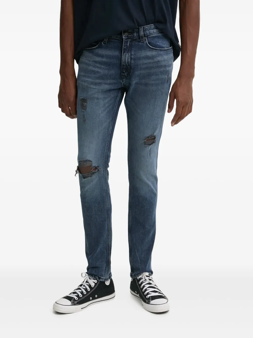 HUGO jean cinq poches à effet usé | bleu | Image 1