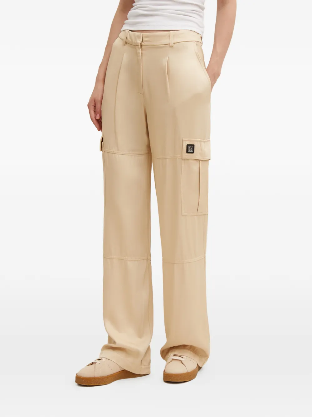 Hugo Boss Logo-appliqué Cargo Pants In Brown