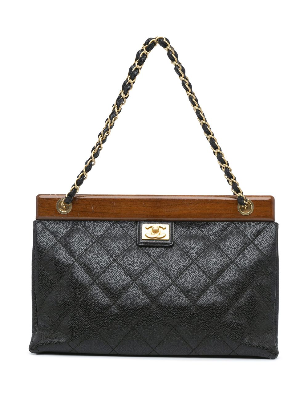 CHANEL Pre-Owned 2003-2004 Quilted Caviar Wood Chain shoulder bag – Black