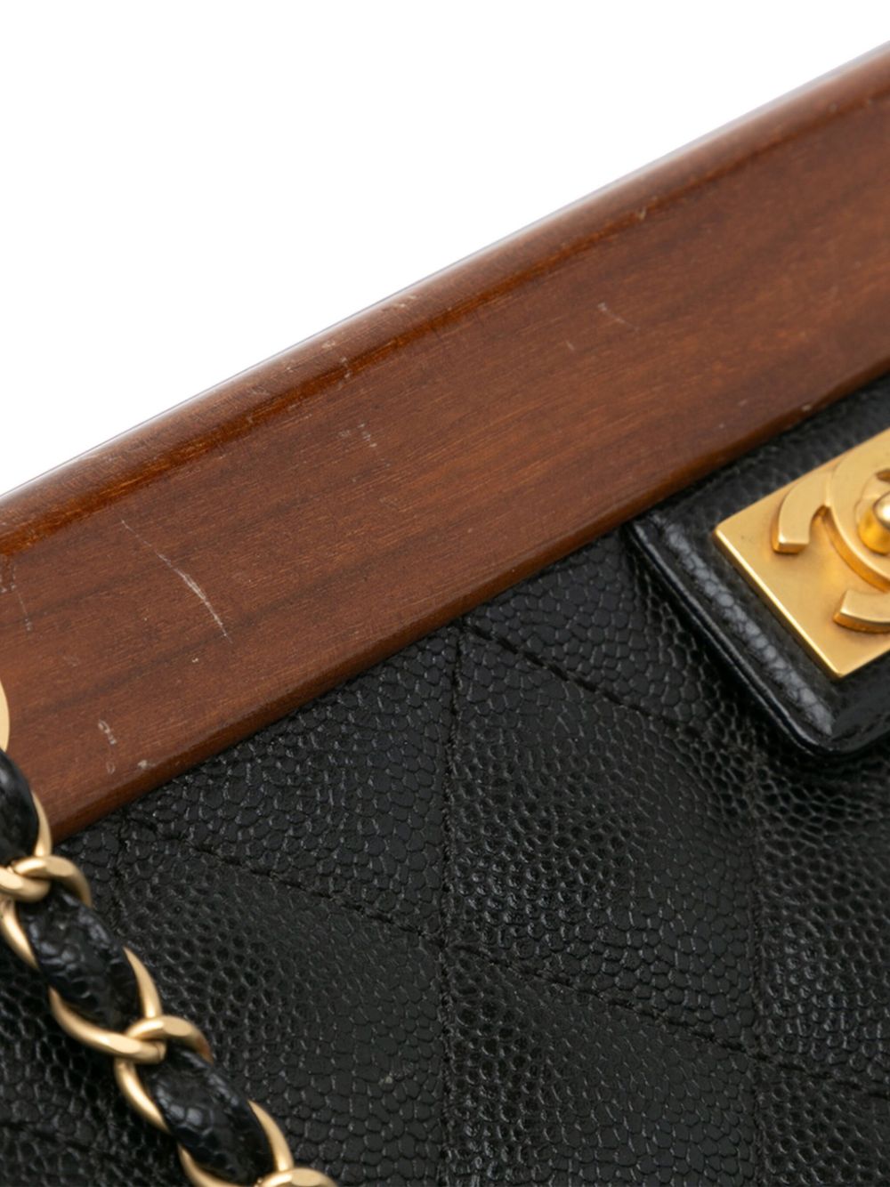 CHANEL 2003-2004 Quilted Caviar Wood Chain shoulder bag Women