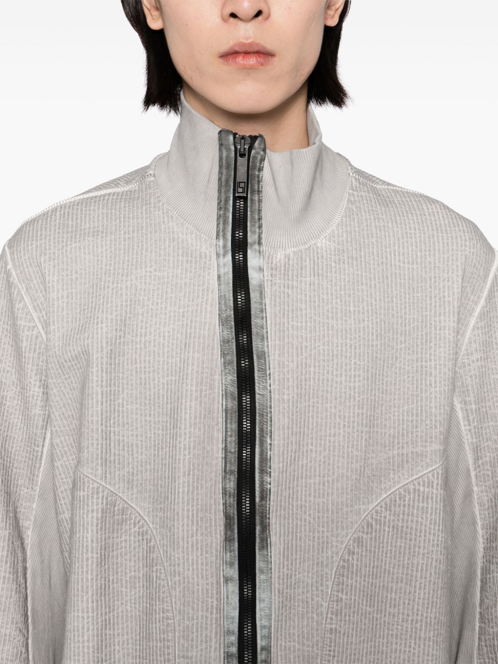 Shop Isaac Sellam Experience Highbomb Stripe Jacket In Grey