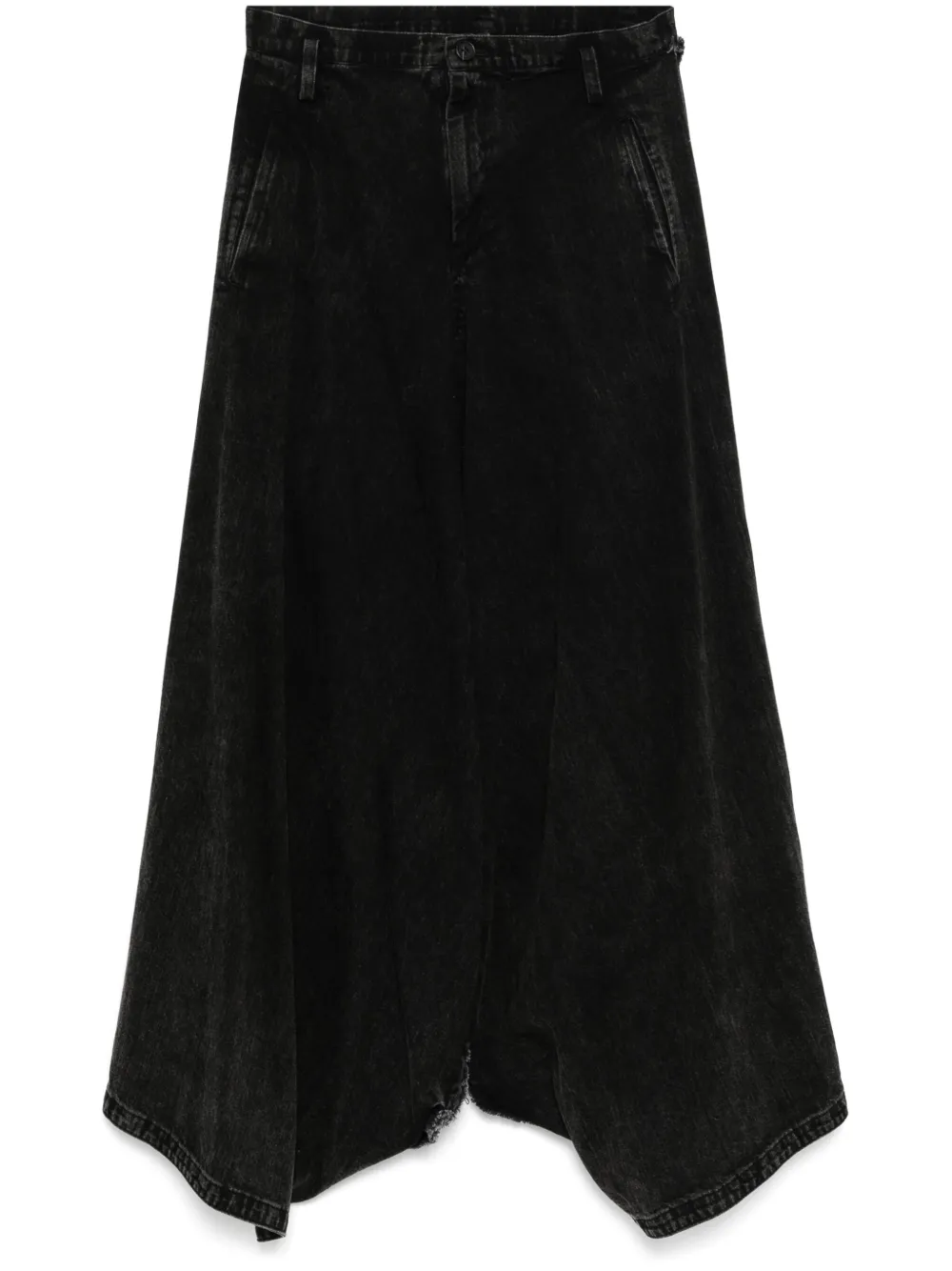 Yohji Yamamoto asymmetric wide-leg jeans – Black