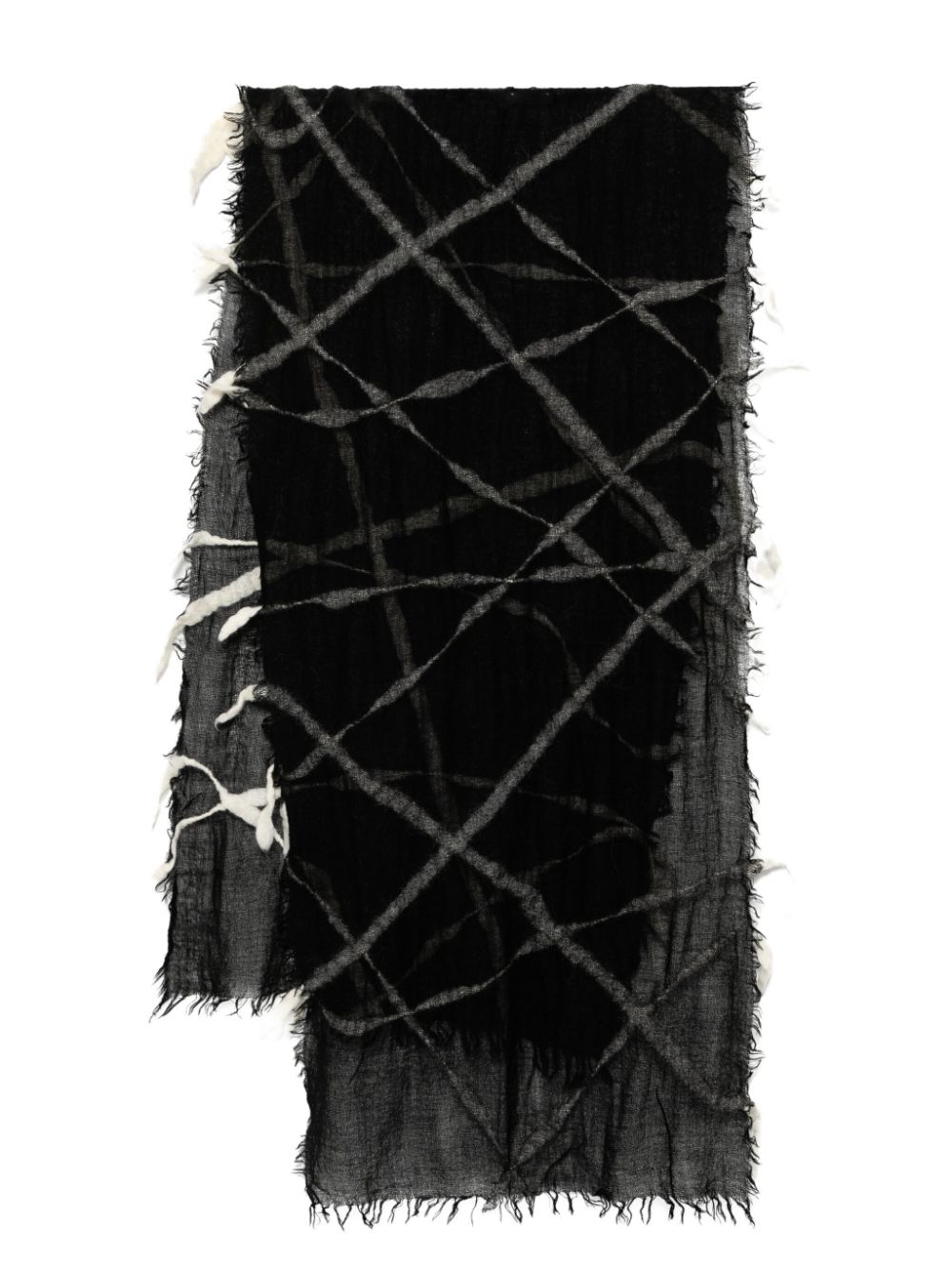 Shop Yohji Yamamoto Fringed Scarf In Black