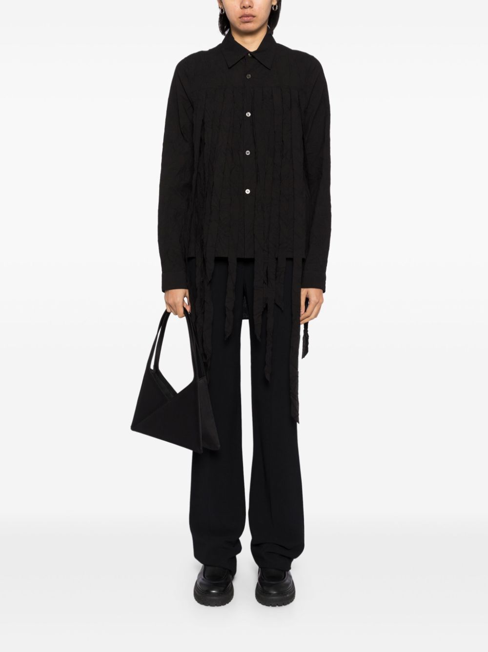 Yohji Yamamoto Blouse met kreuk-effect - Zwart