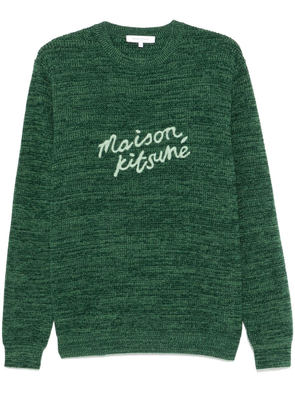 Maison Kitsuné Logo-embroidered Sweater In Green