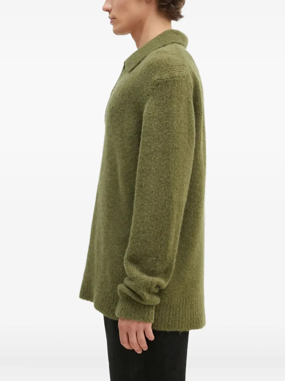 Norse Projects Rasmus geborstelde trui met polokraag - Groen