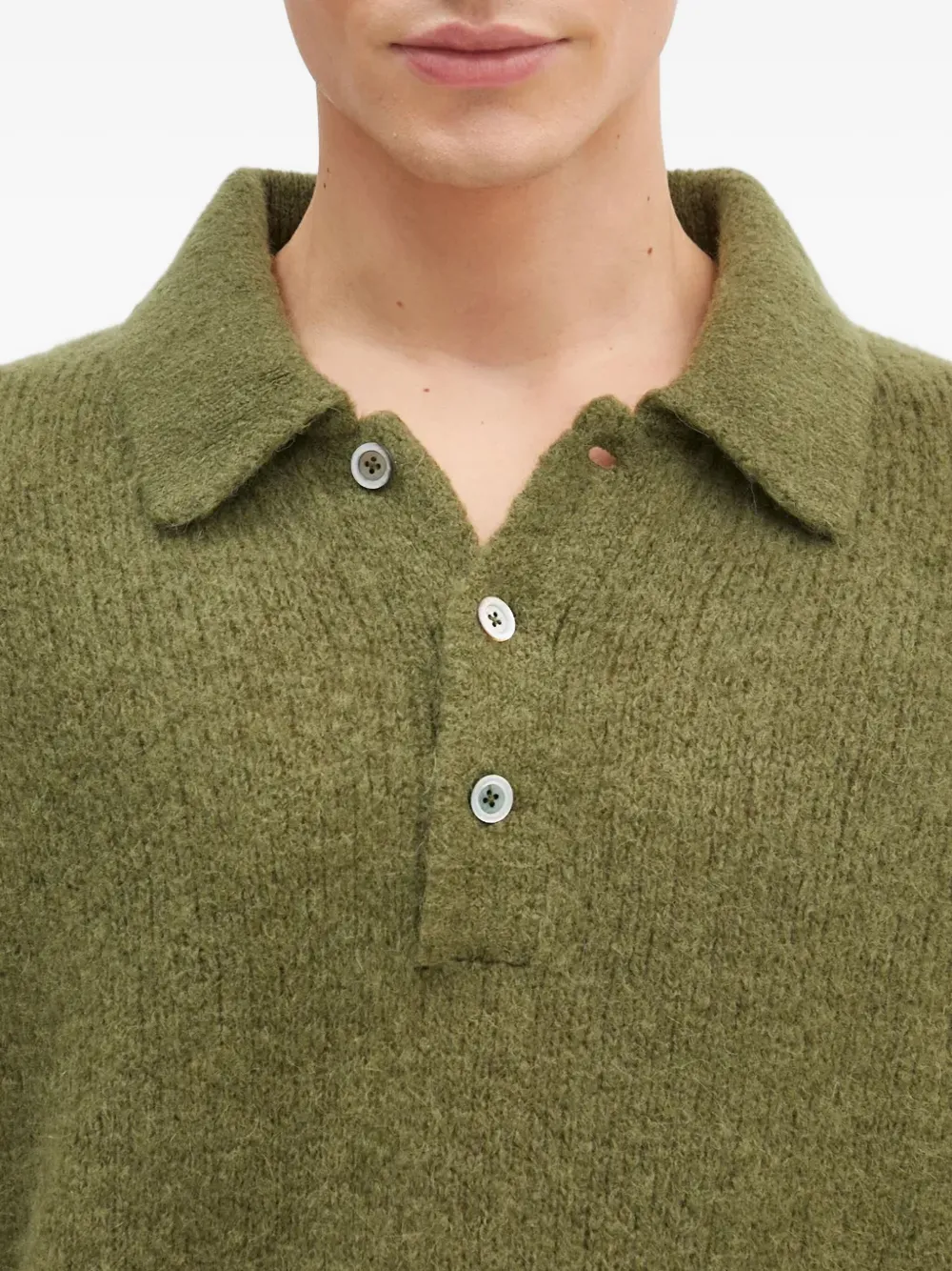 Norse Projects Rasmus Polo-neck Brushed Sweater In Green