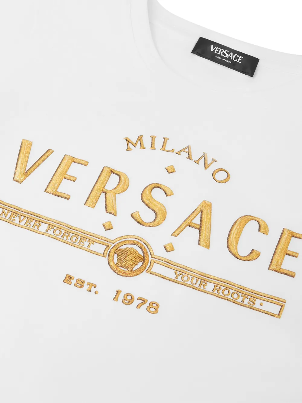 Versace Kids T-shirt met glitterlogo Wit