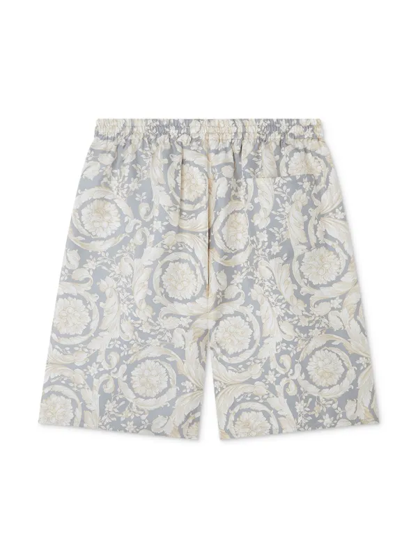 Versace Kids バロッコプリント シルクショーツ | グレー Versace Kids バロッコプリント シルクショーツ | グレー