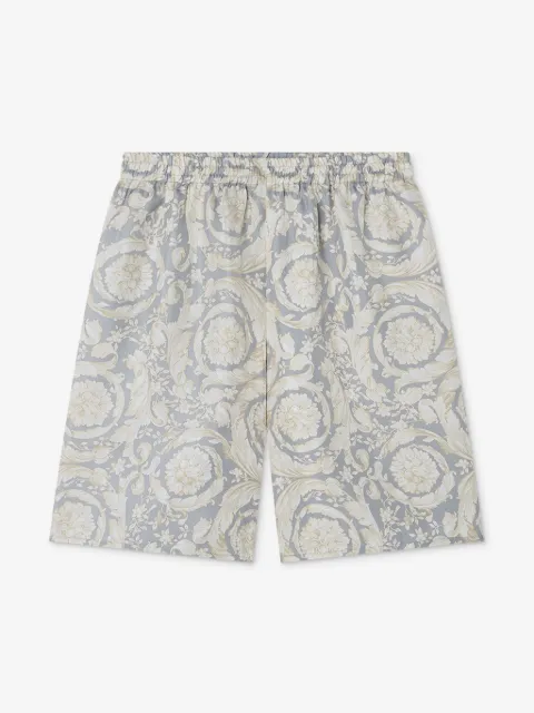 Versace Kids Barocco-print silk bermuda shorts