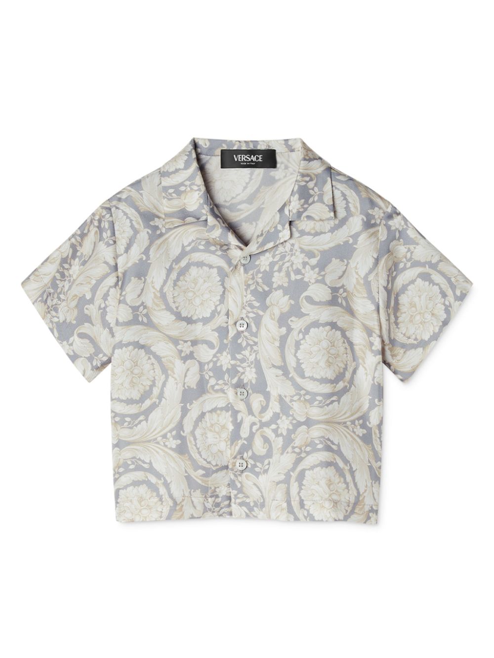 Versace Kids Barocco-print silk shirt - Grey