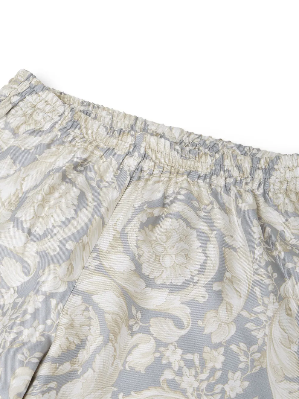 Versace Kids Zijden trainingsbroek met barokprint Grijs