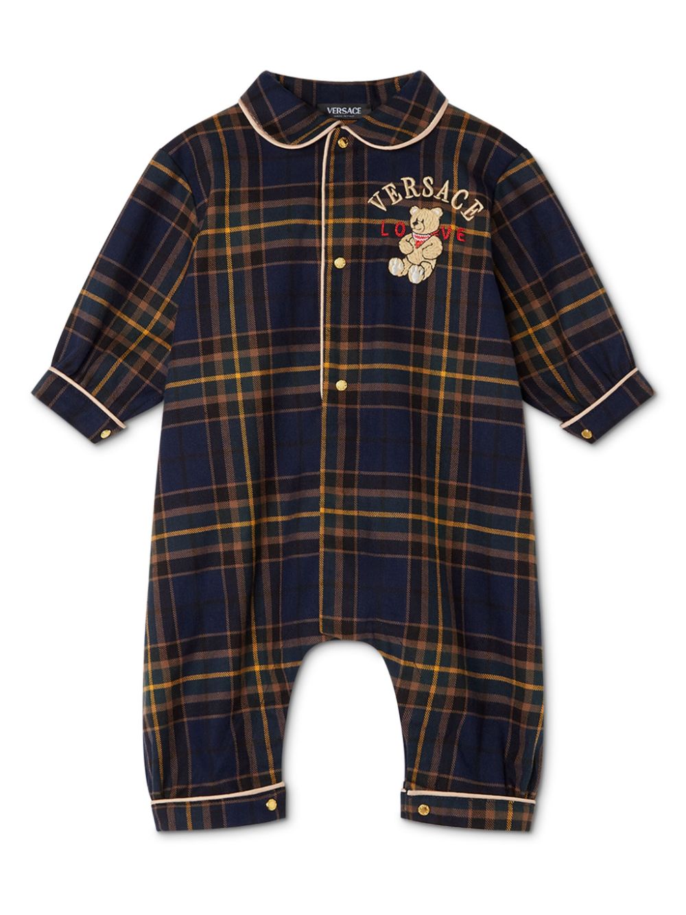 Versace Kids Romper met tartan ruit Blauw