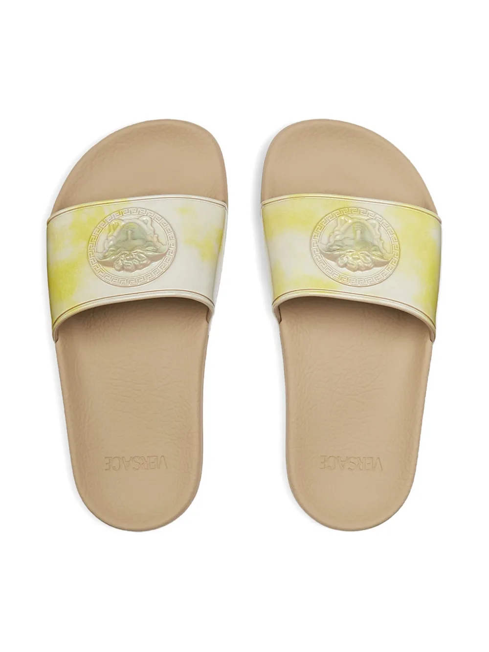 Versace Kids La Medusa tie-dye slides - Beige