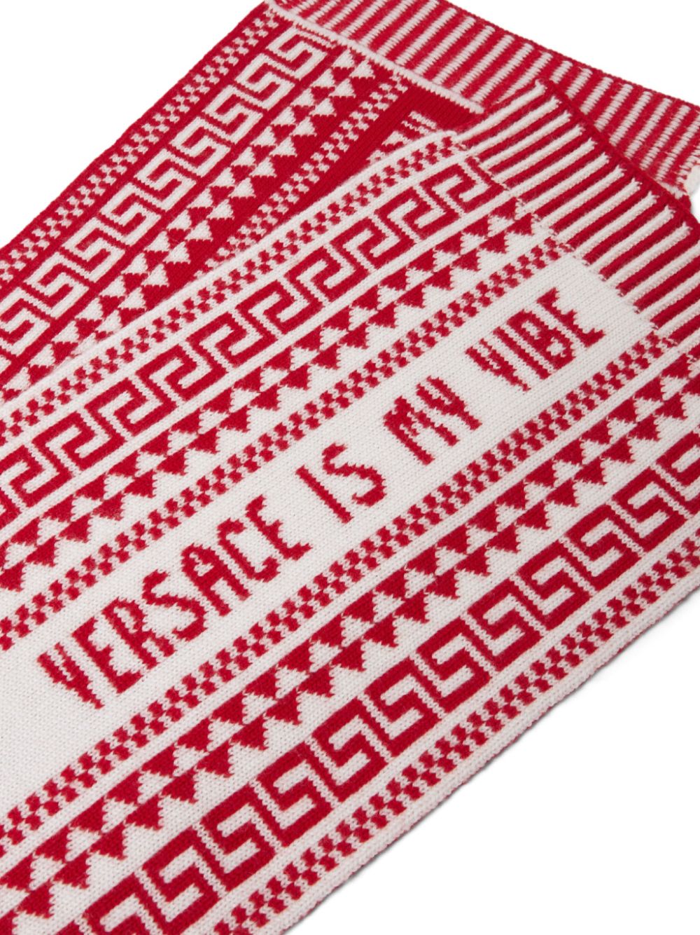 Versace Kids Fair Isle jacquard scarf - Wit