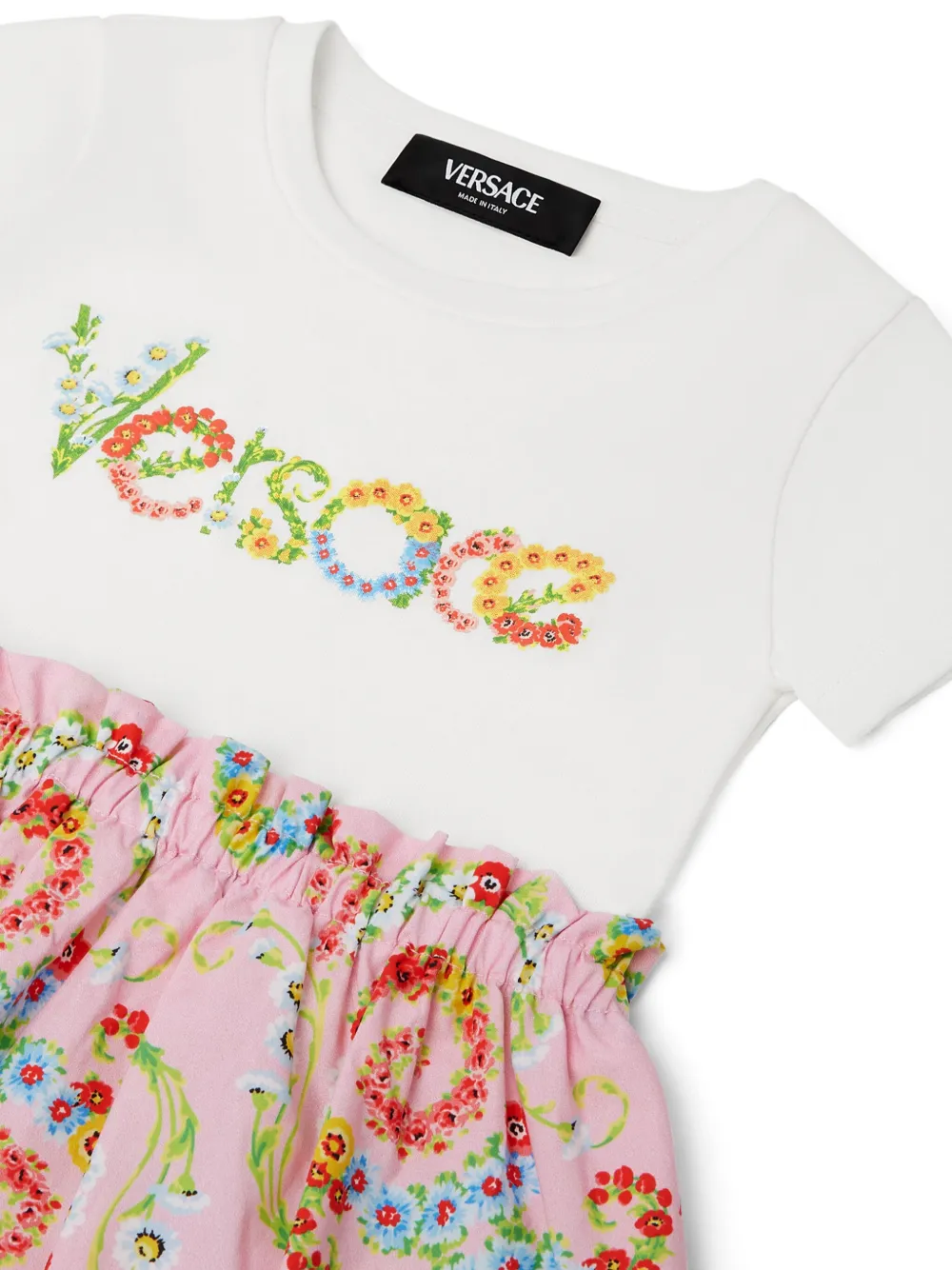 Versace Kids T-shirtjurk met bloemenprint Wit