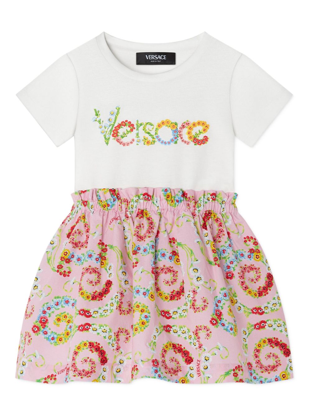 Versace Kids T-shirtjurk met bloe print Wit