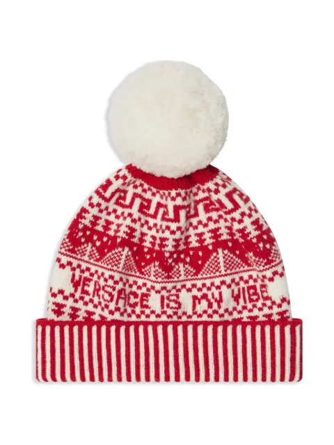 Versace Kids Fair Isle jacquard wool beanie