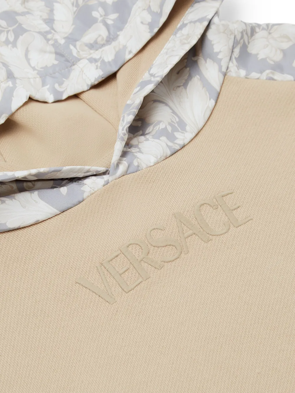 Versace Kids Hoodie met vlakken en Barocco-print Beige