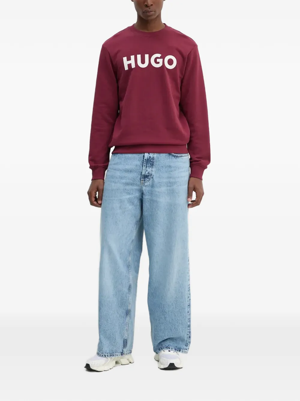 HUGO logo-print crew-neck sweater - Rood