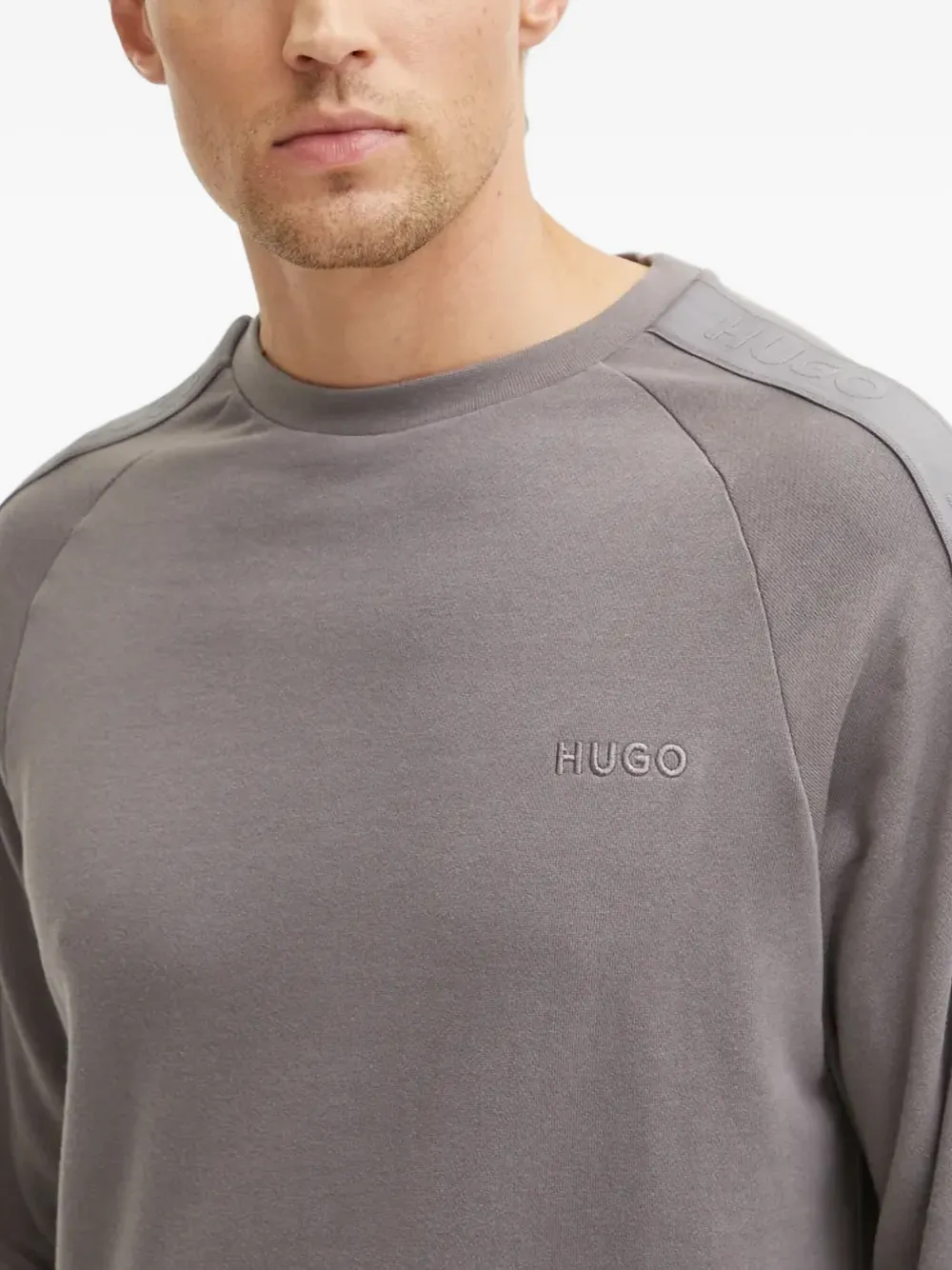 Hugo Boss Logo-tape Sweatshirt In Brown