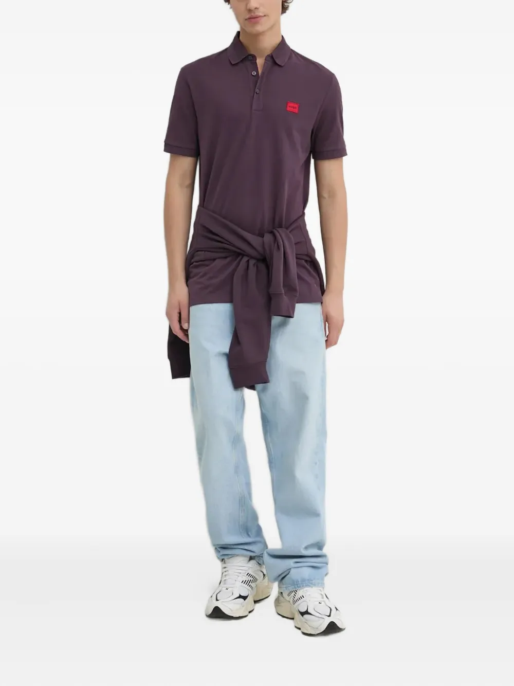 HUGO logo-patch polo shirt - Paars