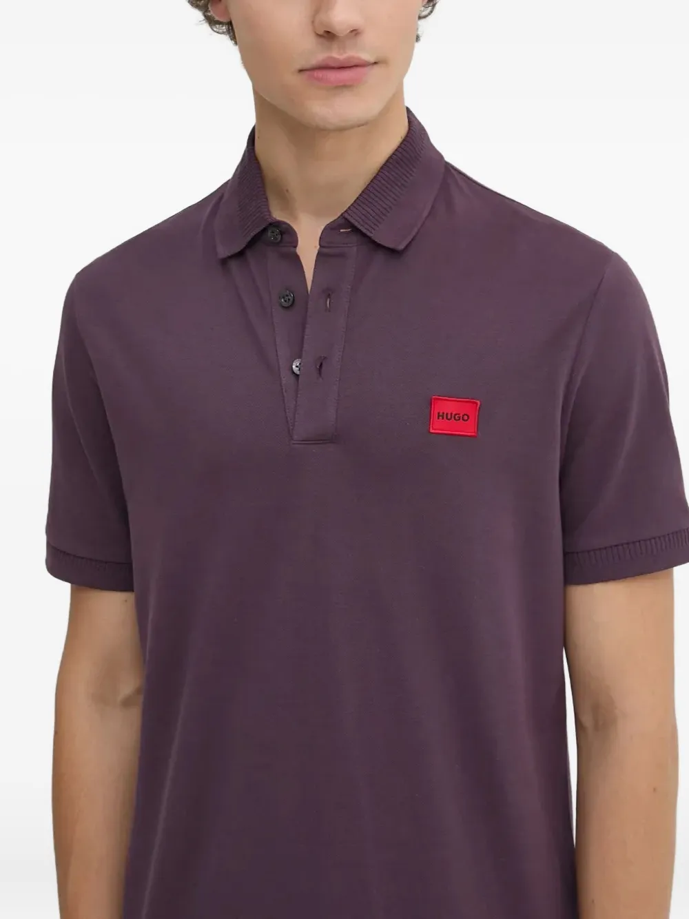 Hugo Boss Logo-patch Polo Shirt In Purple