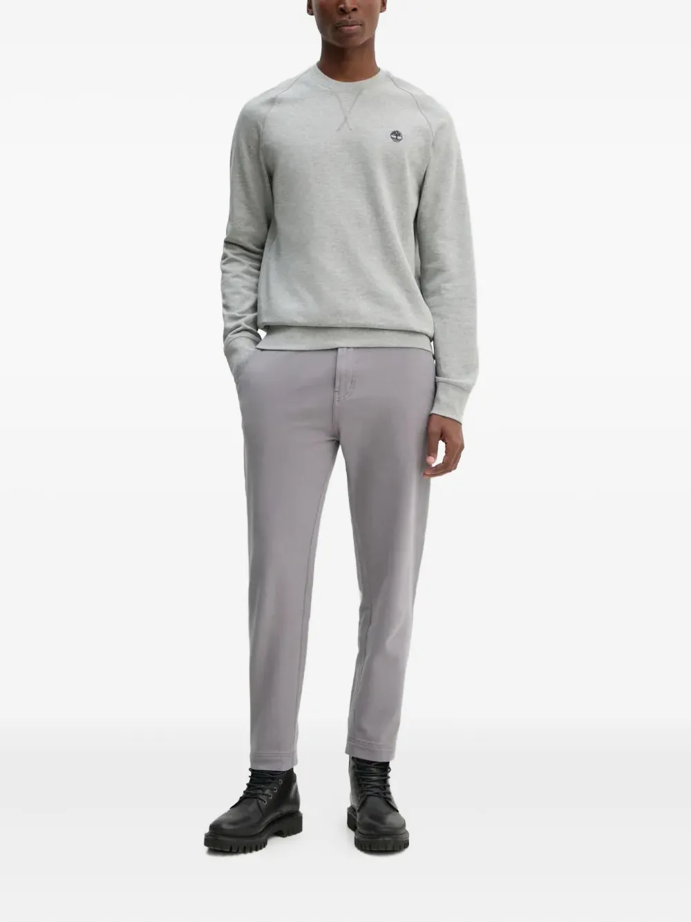 Hugo Boss Logo-patch Trousers In Gray