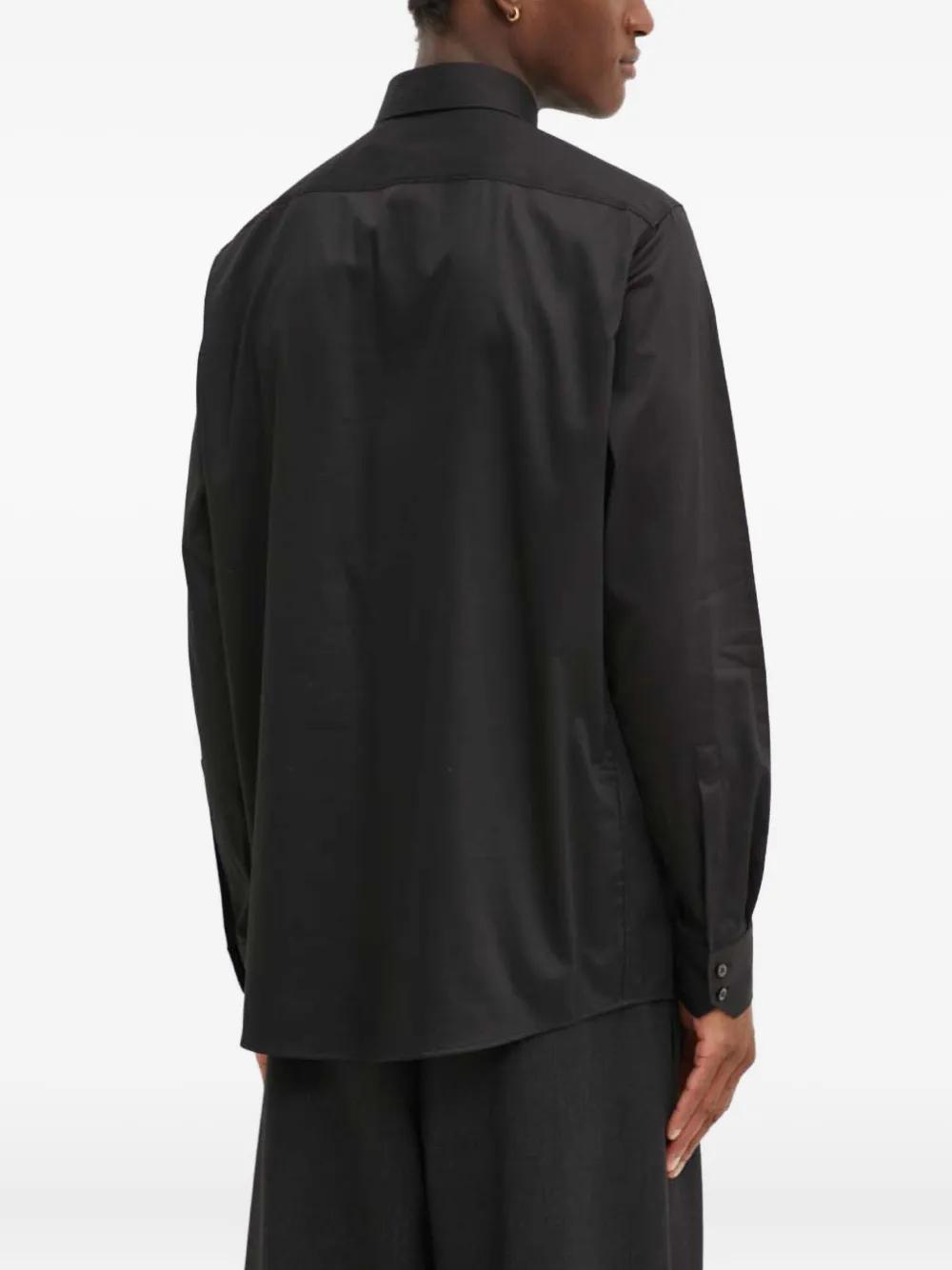 Hugo Boss Buttoned Collar-bar Shirt In Black