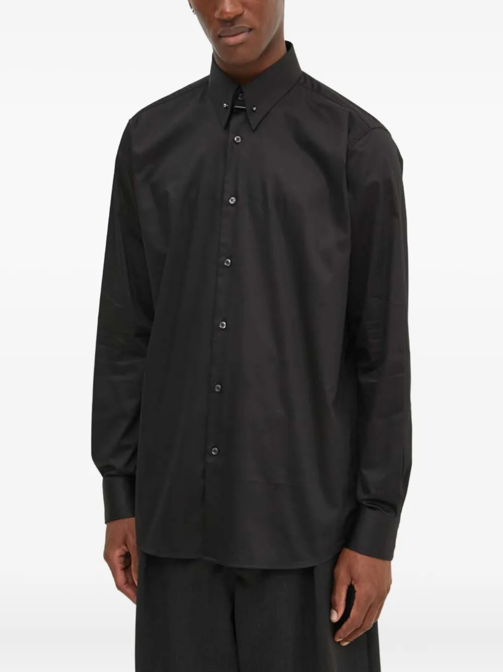 HUGO buttoned collar-bar shirt | Black | Image 1