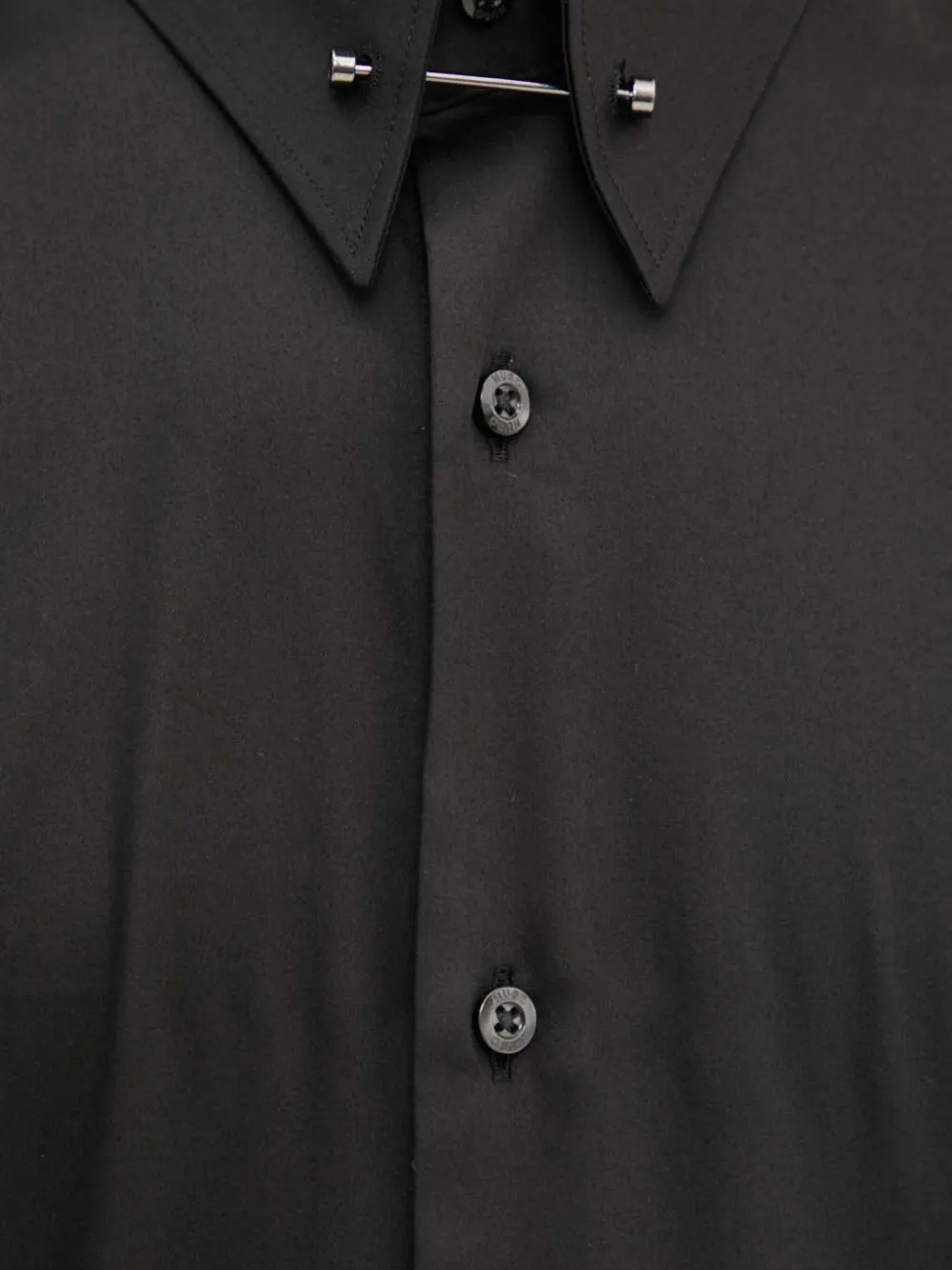 Hugo Boss Buttoned Collar-bar Shirt In Black