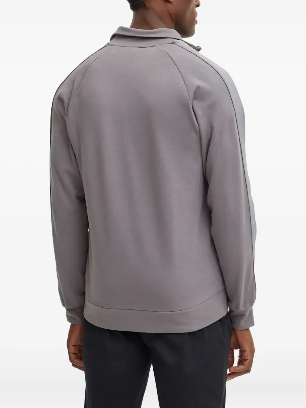 Hugo Boss Zip Raglan Sleeve Sweatshirt In Gray
