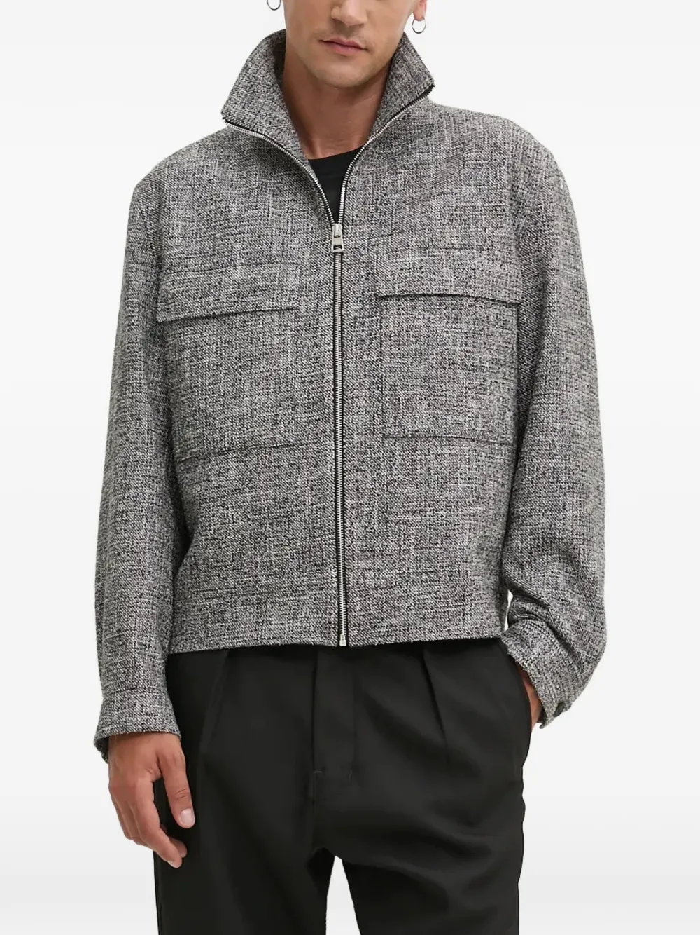 HUGO Juliano zip-up textured jacket | Grey | Image 1