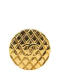 CHANEL Pre-Owned 1993 Gold Plated CC Quilted costume brooch