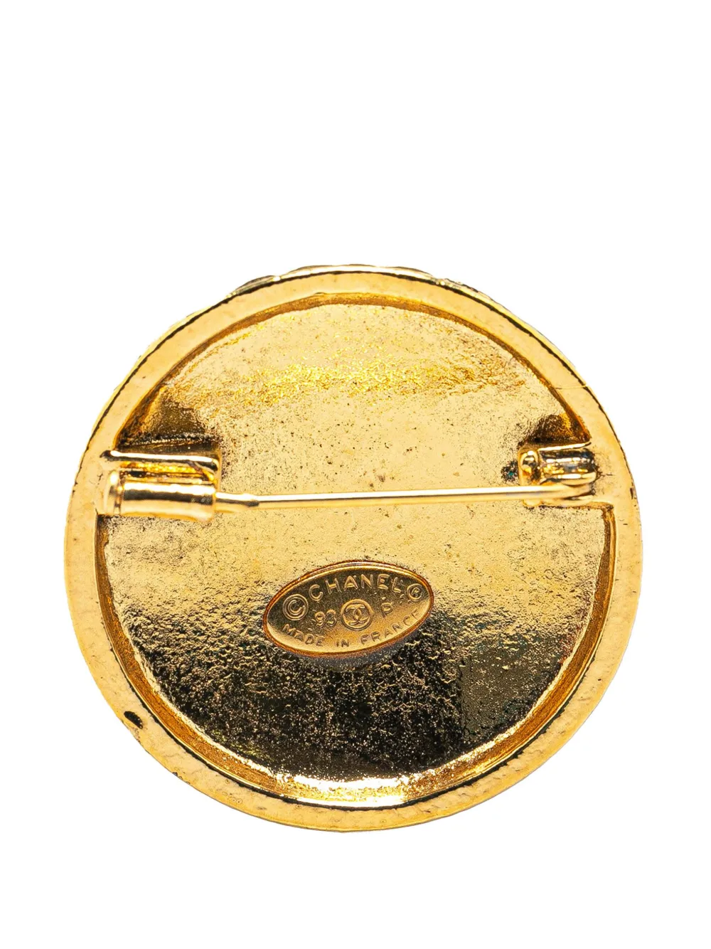 CHANEL Pre-Owned 1993 Gold Plated CC Quilted costume brooch | Image 2
