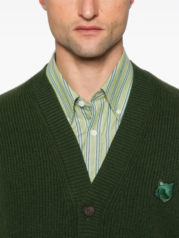 Maison Kitsuné Fox-patch Cardigan | Green | FARFETCH TH
