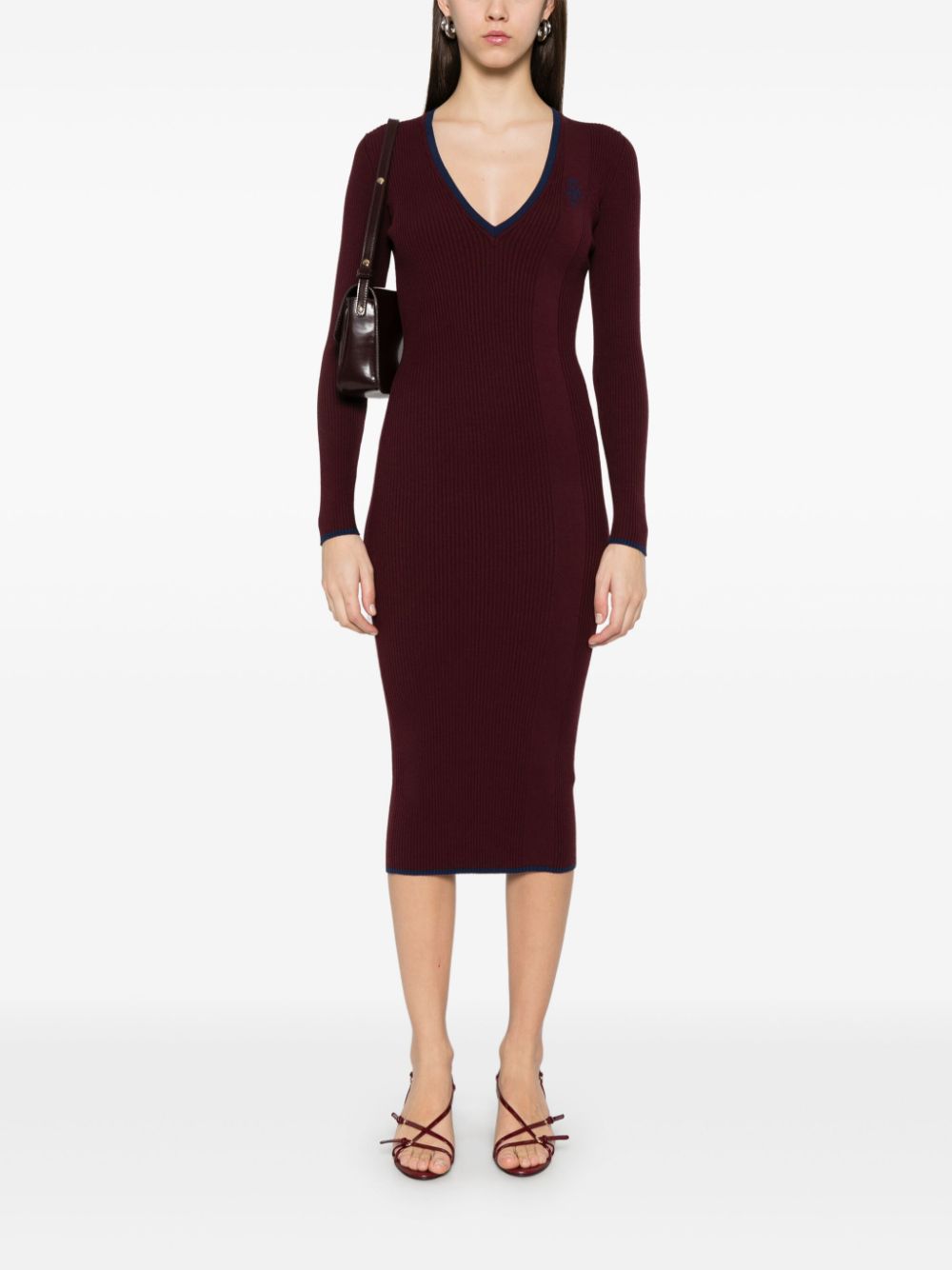 Elisabetta Franchi Midi-jurk met contrasterend-logo - Rood