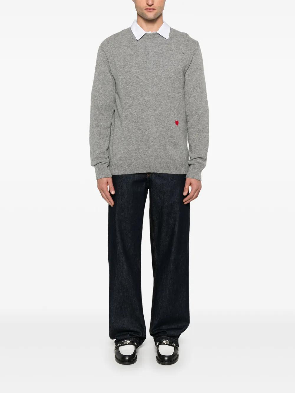 Moschino heart-embroidered sweater - Grijs