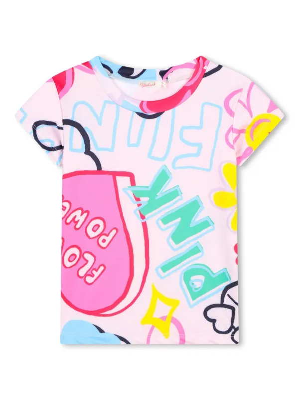 Billieblush T-Shirt Fille Manches Longues 100% Coton - Illustration Fantaisie
