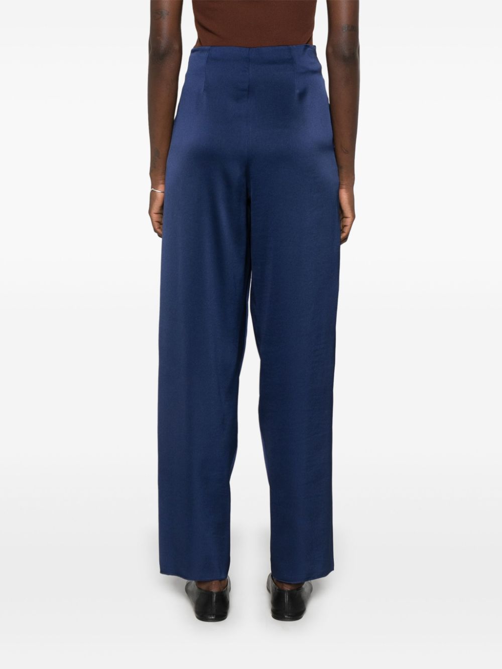 Shop Emporio Armani Satin Trousers In Blue