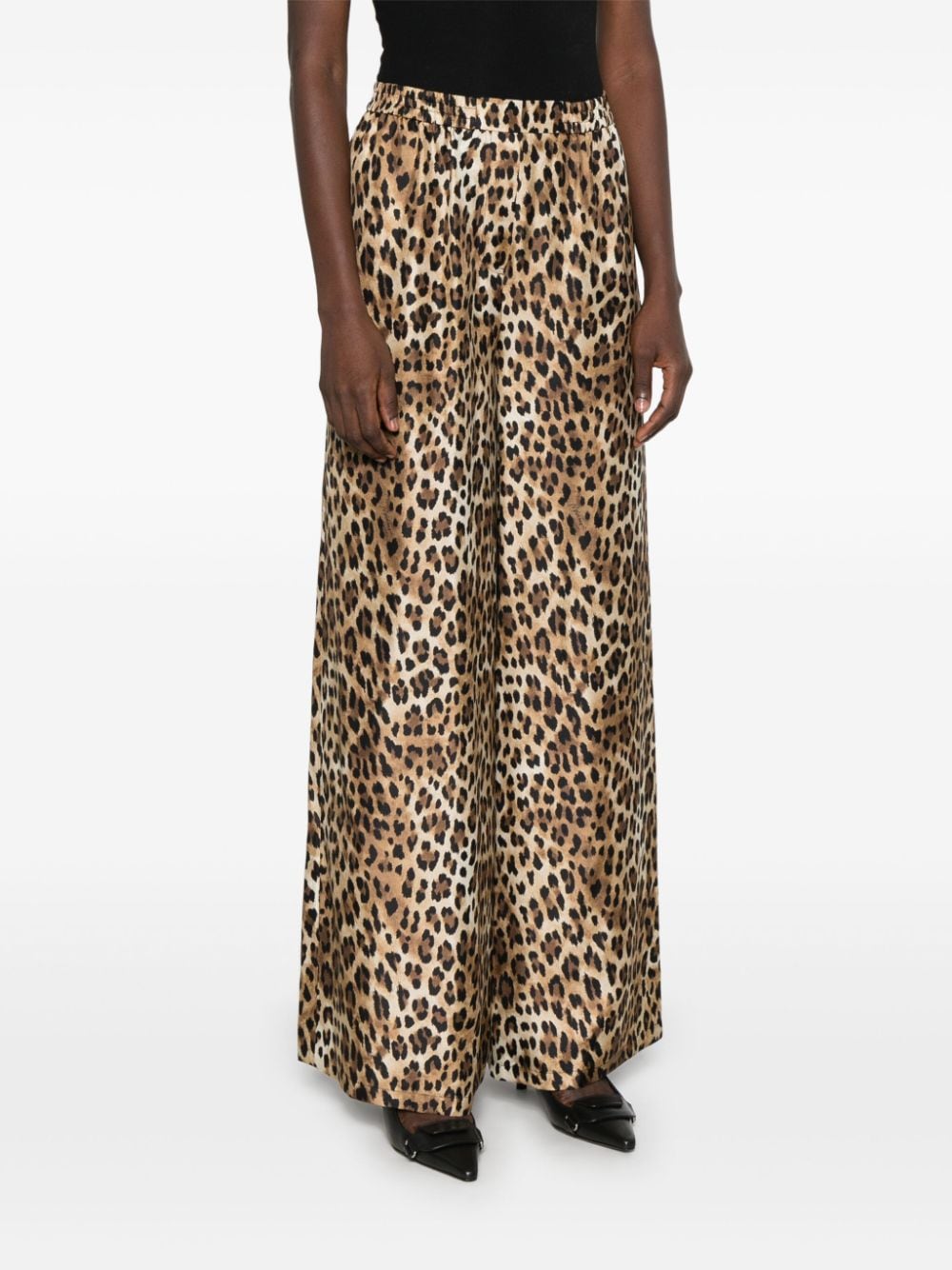 Shop Moschino Leopard-print Trousers In Brown