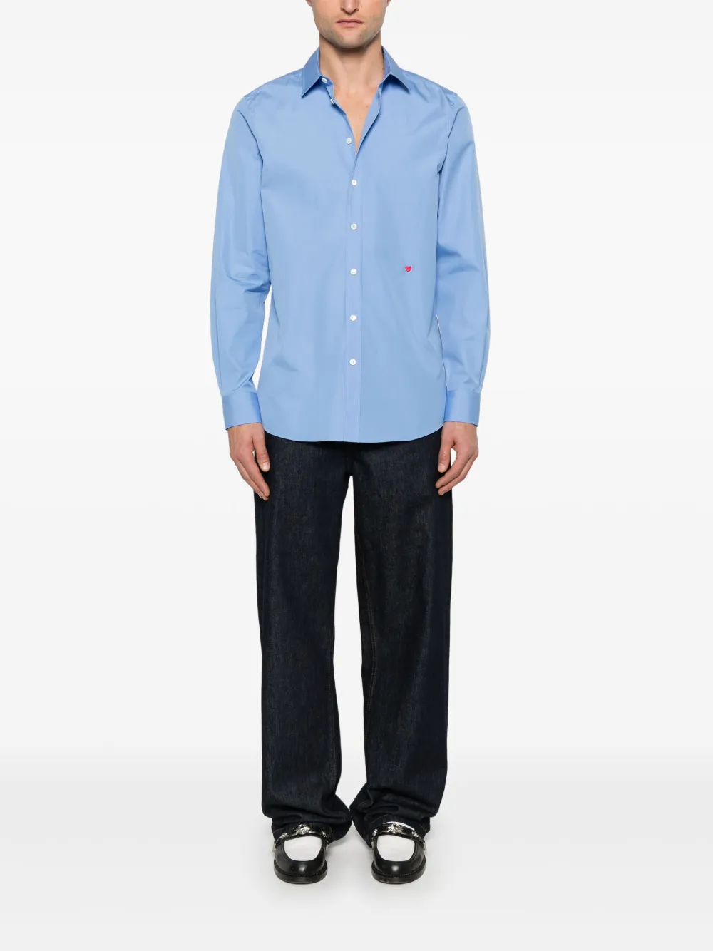 Moschino heart-embroidered shirt - Blauw