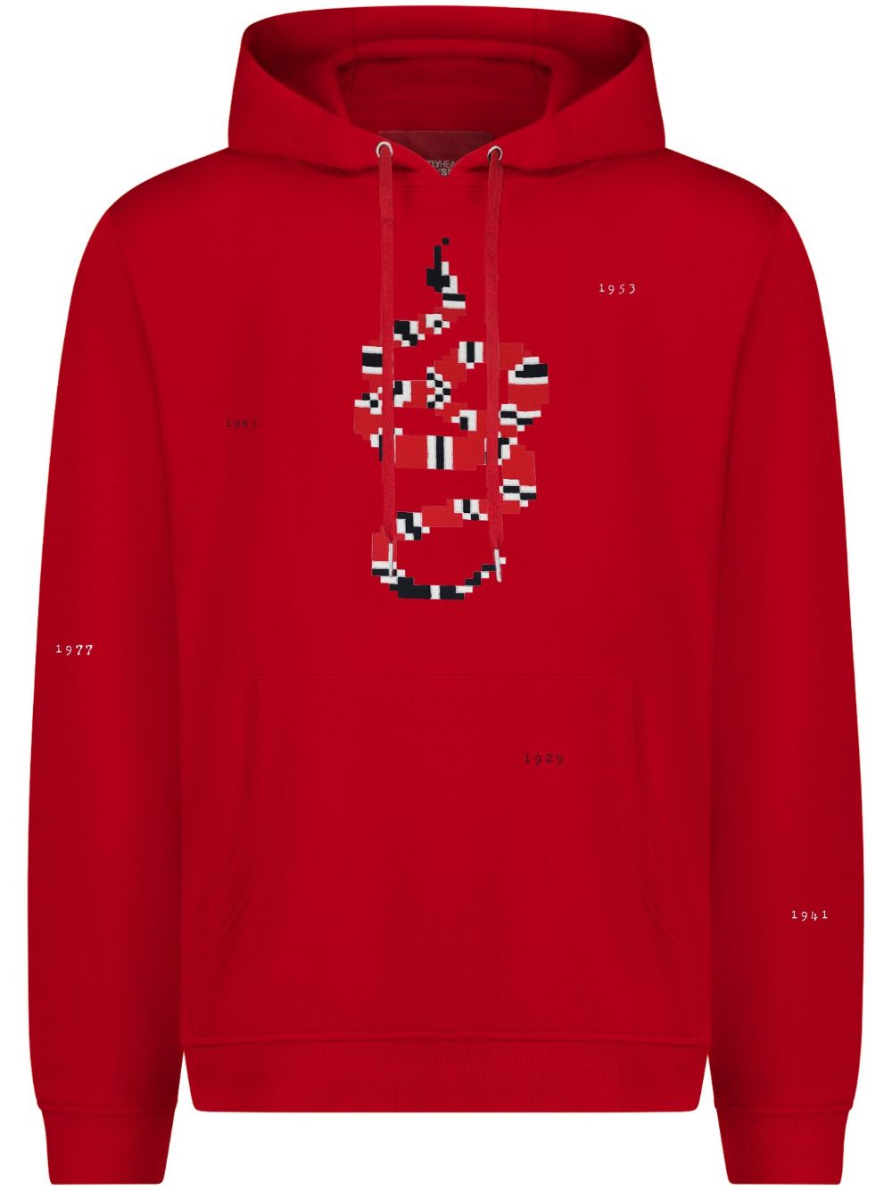 Mostly Heard Rarely Seen 8-Bit snake-print cotton hoodie - Red